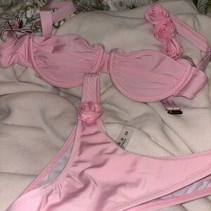 Pink Flower Bikini Set